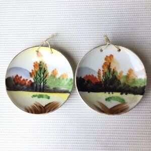 Blume Made in Japan Mini Decorative Plates Hand Painted Autumn Trees Landscape